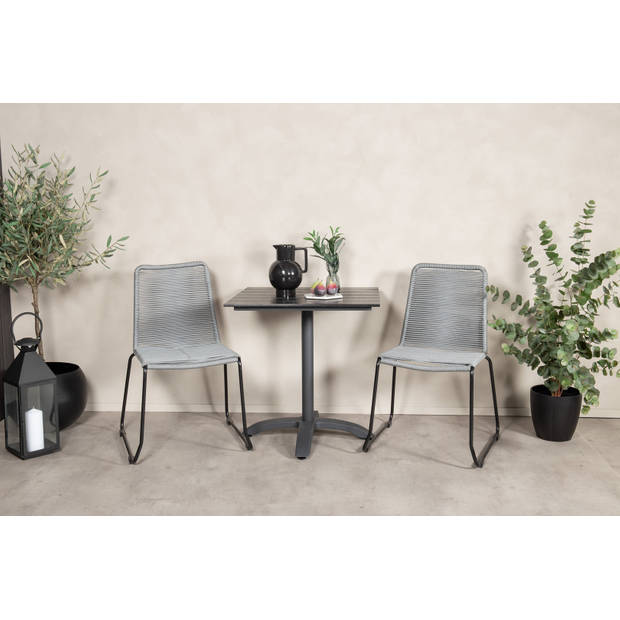 Colorado70*70 tuinmeubelset tafel 70x70cm en 2 stoel Lindos zwart.