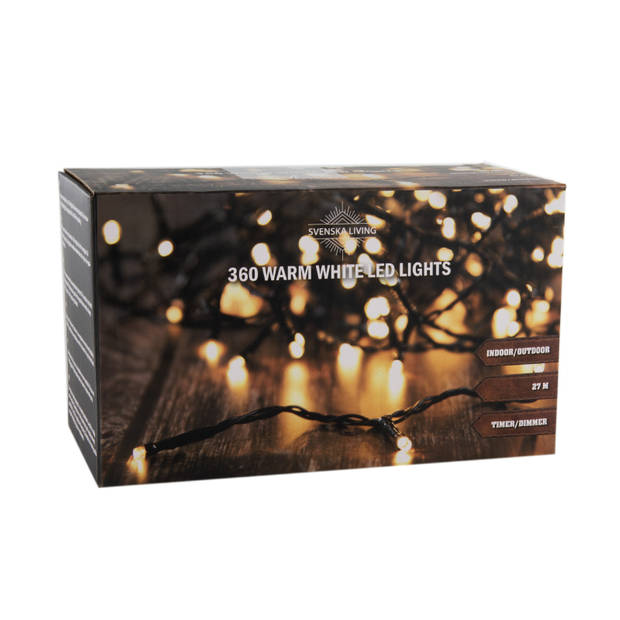 Kerstverlichting warm wit buiten 360 lampjes 2700 cm inclusief timer en dimmer - Kerstverlichting kerstboom