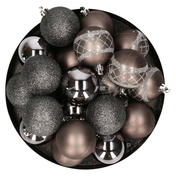 Kunststof kerstballen 20x stuks donkere kleuren mix 6 cm - Kerstbal