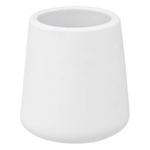 2x Stuks WC-/toiletborstels met houder - zandsteen - wit - rond - Toiletborstels