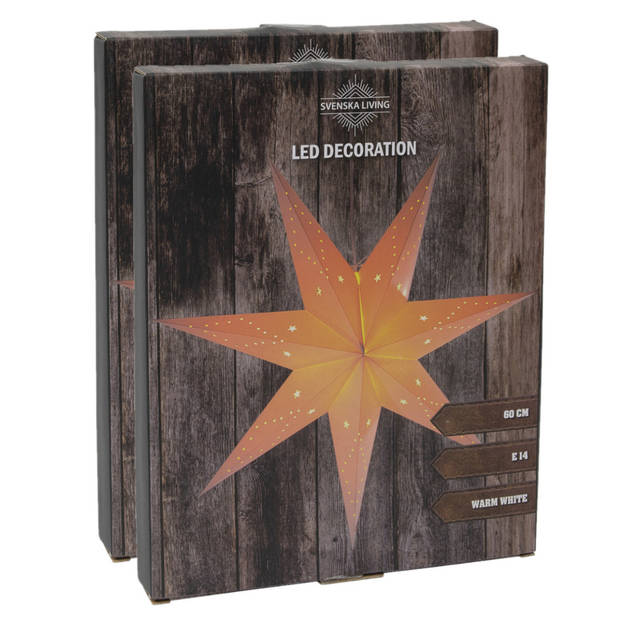 Set van 2x stuks decoratie kerstster lampionnen wit 60 cm - Kerststerren