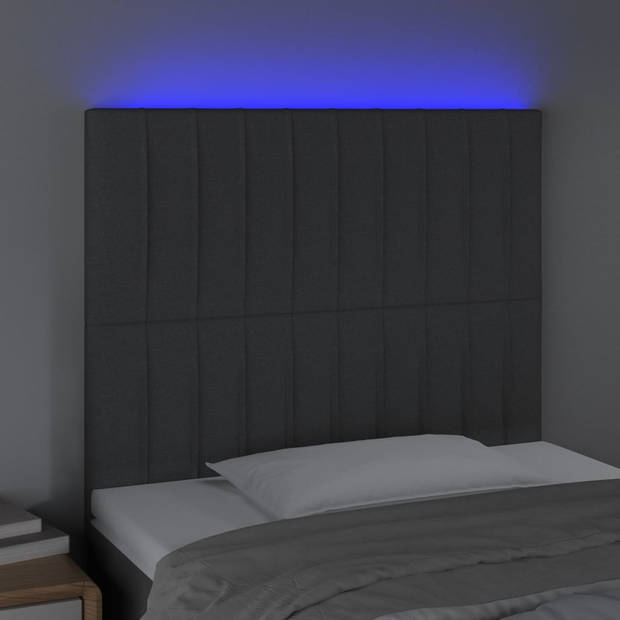 vidaXL Hoofdbord LED 90x5x118/128 cm stof donkergrijs