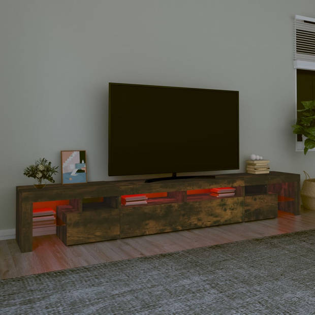 The Living Store TV-meubel - n - t - b - - TV-meubels - 260 x 36.5 x 40 cm - Gerookt eikenkleur - Met LED-verlichting