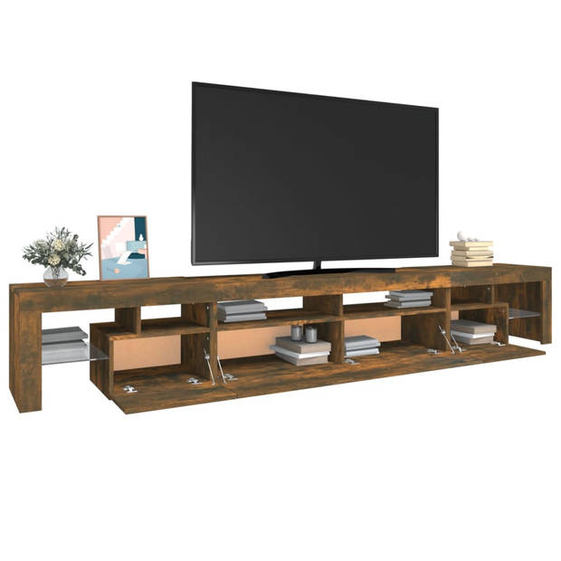 The Living Store TV-meubel - n - t - b - - TV-meubels - 260 x 36.5 x 40 cm - Gerookt eikenkleur - Met LED-verlichting