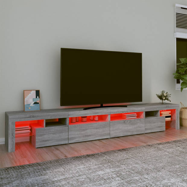 The Living Store TV-meubel 260x36.5x40 cm - Grijs Sonoma Eiken - RGB LED