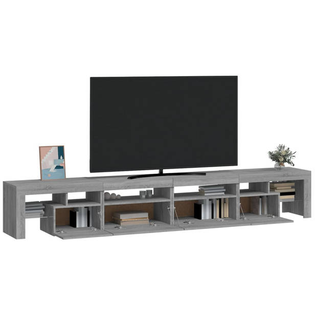 The Living Store TV-meubel 260x36.5x40 cm - Grijs Sonoma Eiken - RGB LED