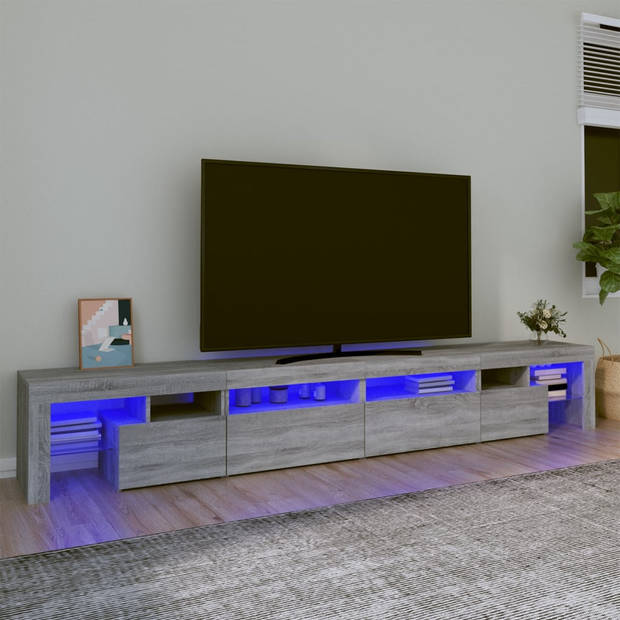 The Living Store TV-meubel 260x36.5x40 cm - Grijs Sonoma Eiken - RGB LED