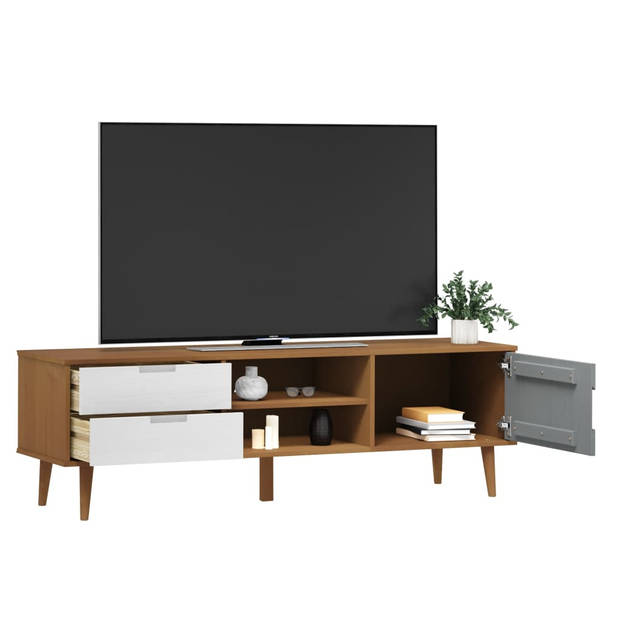 vidaXL Tv-meubel MOLDE 158x40x49 cm massief grenenhout bruin