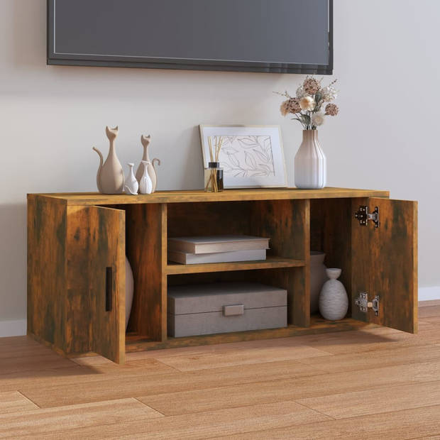 vidaXL Tv-meubel 100x35x40 cm bewerkt hout gerookt eikenkleurig