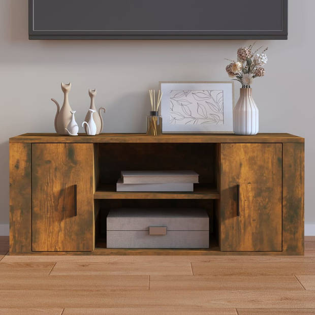 vidaXL Tv-meubel 100x35x40 cm bewerkt hout gerookt eikenkleurig