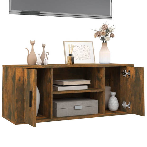 vidaXL Tv-meubel 100x35x40 cm bewerkt hout gerookt eikenkleurig