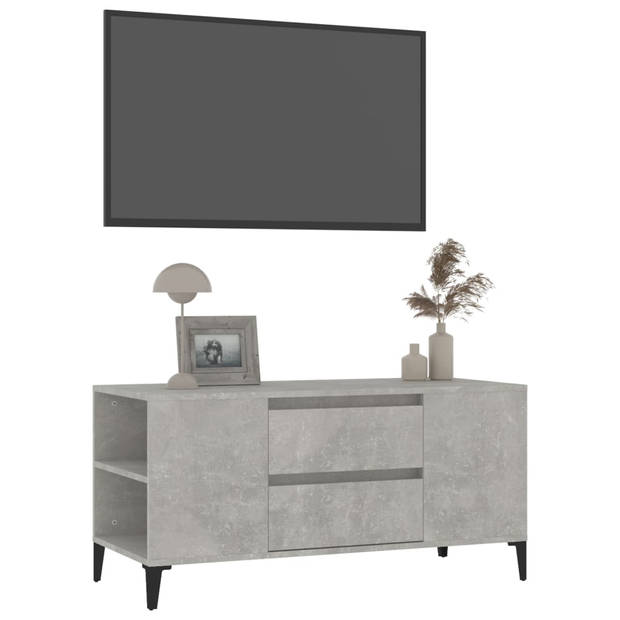 vidaXL Tv-meubel 102x44,5x50 cm bewerkt hout betongrijs