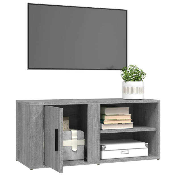 vidaXL Tv-meubel 80x31,5x36 cm bewerkt hout grijs sonoma eikenkleurig