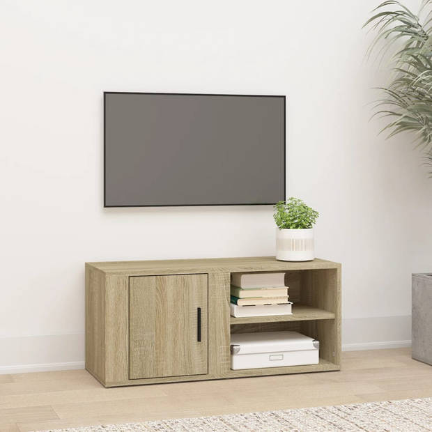 The Living Store Televisiekast Sonoma Eiken - Hifi - 80 x 31.5 x 36 cm - Opbergruimte - Presenteerfunctie