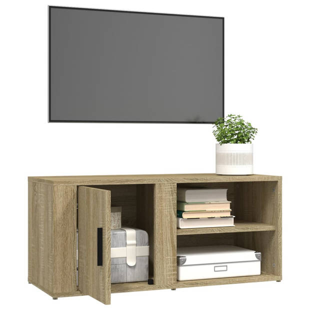 vidaXL Tv-meubel 80x31,5x36 cm bewerkt hout sonoma eikenkleurig