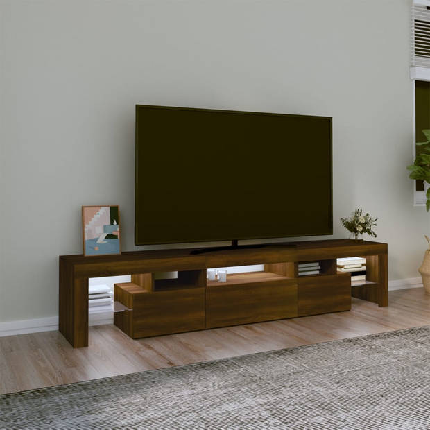 vidaXL Tv-meubel met LED-verlichting 200x36,5x40 cm bruineikenkleurig