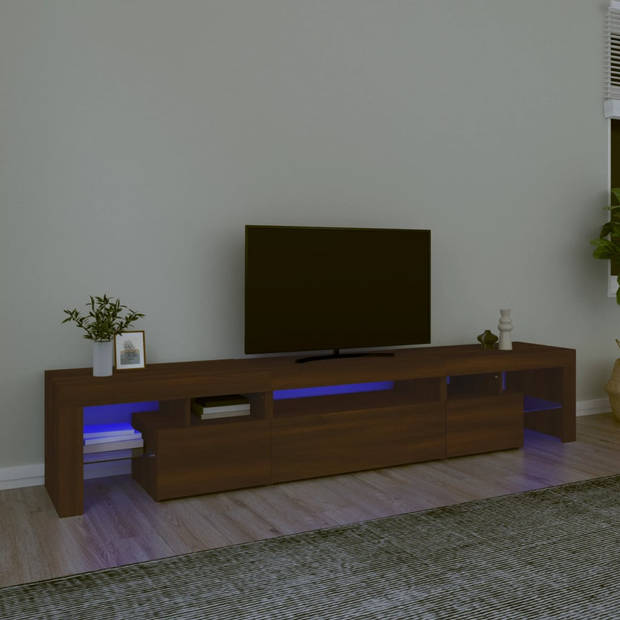 The Living Store TV-meubel - LED-verlichting - Bruineiken - 215 x 36.5 x 40 cm