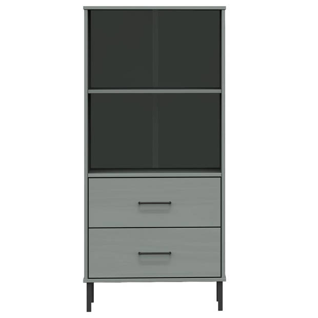 vidaXL Boekenkast met 2 lades OSLO 60x35x128,5 cm massief hout grijs