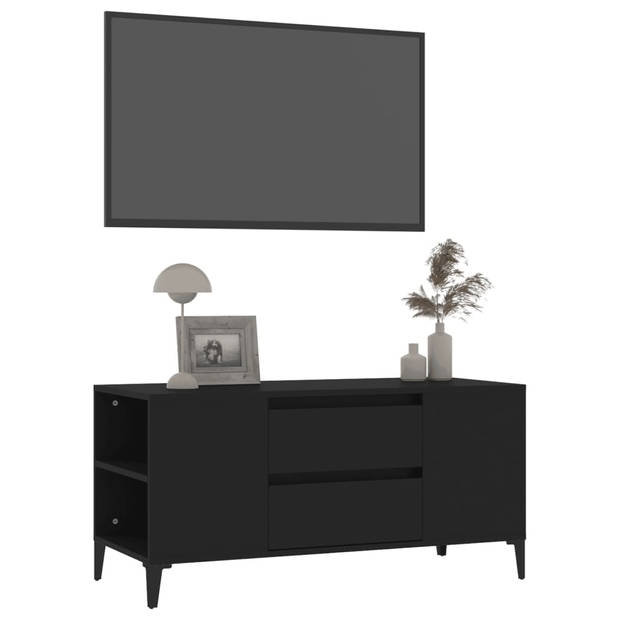 vidaXL Tv-meubel 102x44,5x50 cm bewerkt hout zwart