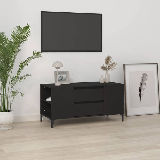 vidaXL Tv-meubel 102x44,5x50 cm bewerkt hout zwart