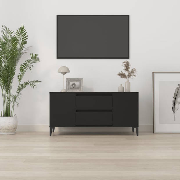 vidaXL Tv-meubel 102x44,5x50 cm bewerkt hout zwart