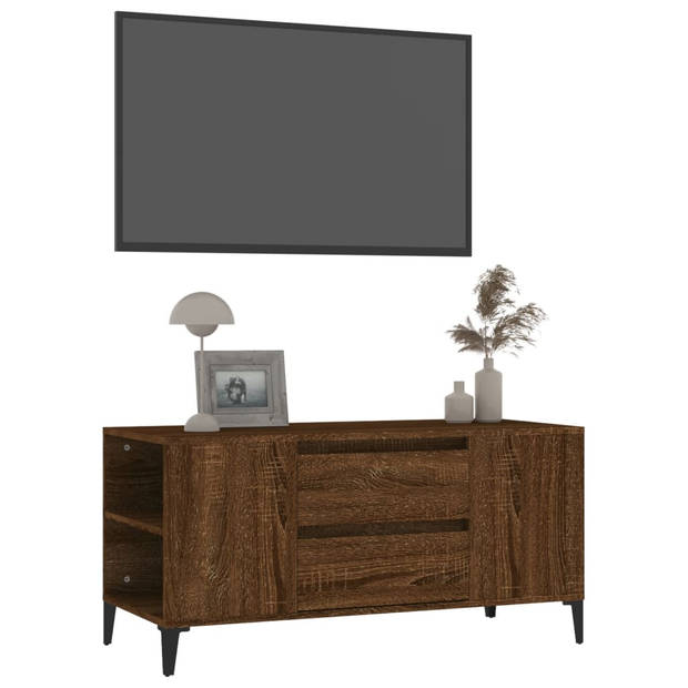 The Living Store TV-meubel Industrieel - Bruineiken - 102 x 44.5 x 50 cm