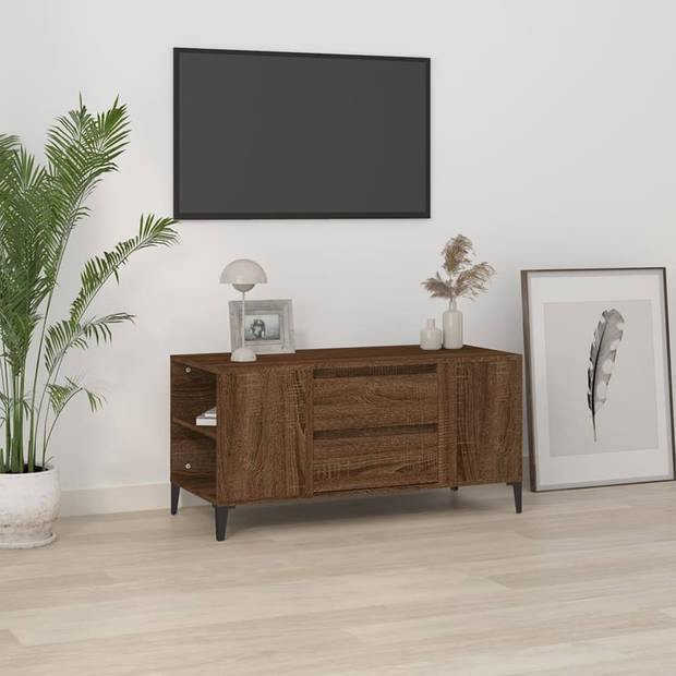 The Living Store TV-meubel Industrieel - Bruineiken - 102 x 44.5 x 50 cm