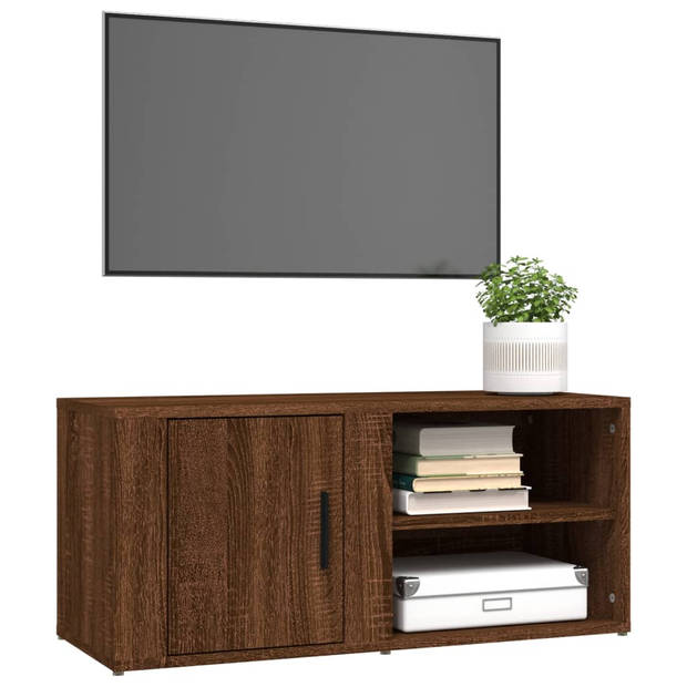 vidaXL Tv-meubel 80x31,5x36 cm bewerkt hout bruin eikenkleur