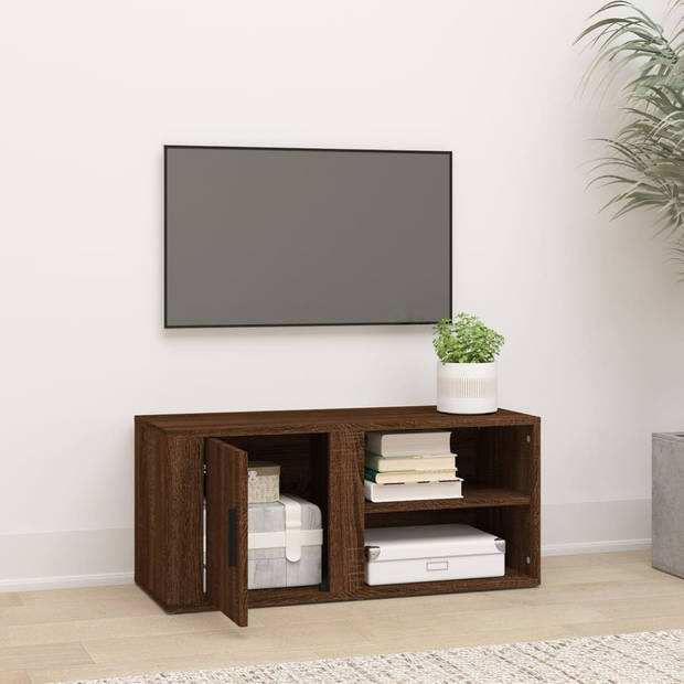 vidaXL Tv-meubel 80x31,5x36 cm bewerkt hout bruin eikenkleur