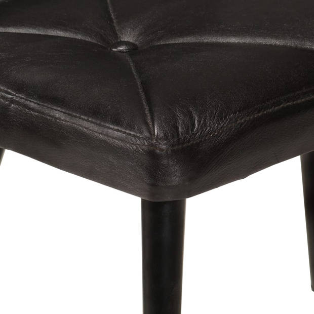 vidaXL Fauteuil met voetensteun echt leer zwart