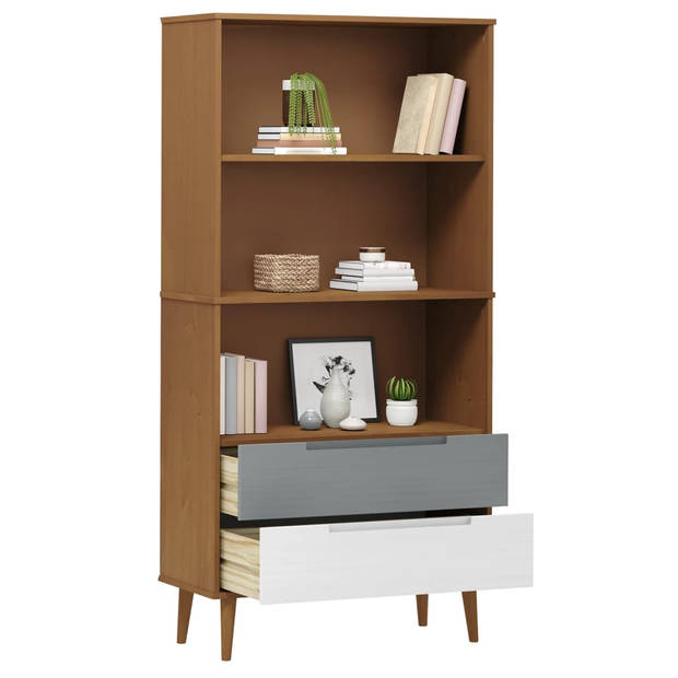 vidaXL Boekenkast MOLDE 85x35x170,5 cm massief grenenhout bruin