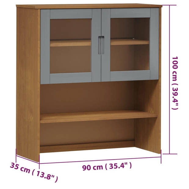 vidaXL Opzetkast MOLDE 90x35x100 cm massief grenenhout bruin