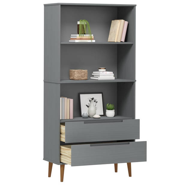 vidaXL Boekenkast MOLDE 85x35x170,5 cm massief grenenhout grijs