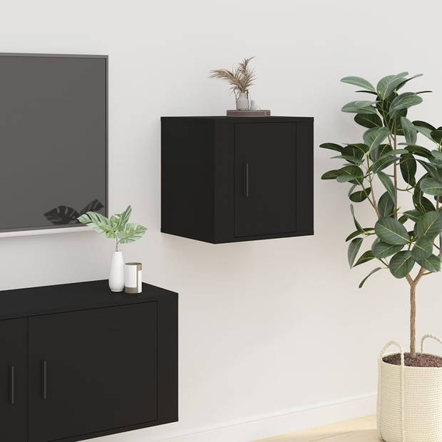 The Living Store TV-wandmeubelset - zwart - 40 x 34.5 x 40 cm (B x D x H)