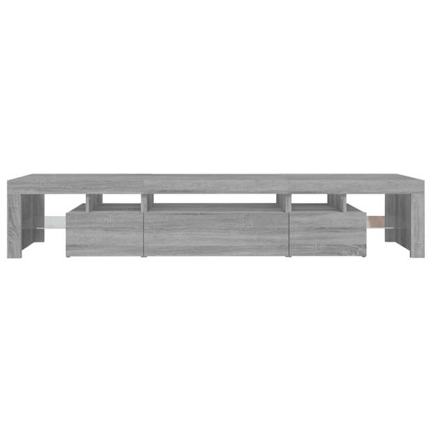 The Living Store TV-meubel - LED-verlichting - Grijs Sonoma Eiken - 215 x 36.5 x 40 cm (L x B x H) - Bewerkt hout