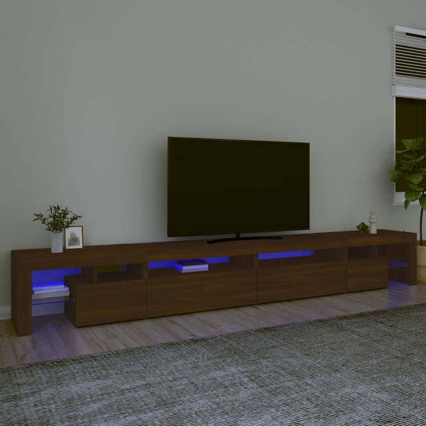 The Living Store tv-meubel - middelgroot/zijkant - bruineiken - 290 x 36.5 x 40 cm - met RGB LED