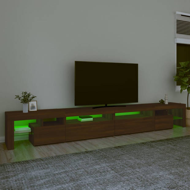 The Living Store tv-meubel - middelgroot/zijkant - bruineiken - 290 x 36.5 x 40 cm - met RGB LED