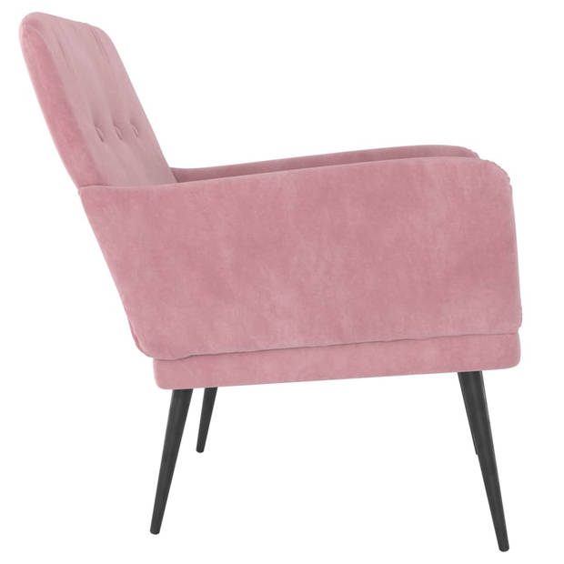 The Living Store Fauteuil Velvet - Comfortabele zitting - Stevig metalen frame