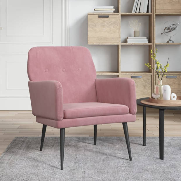 vidaXL Fauteuil 62x79x79 cm fluweel roze