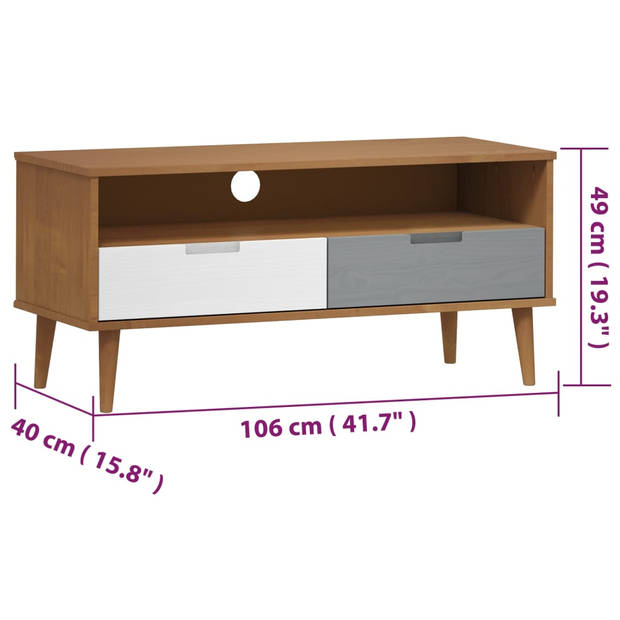 vidaXL Tv-meubel MOLDE 106x40x49 cm massief grenenhout bruin