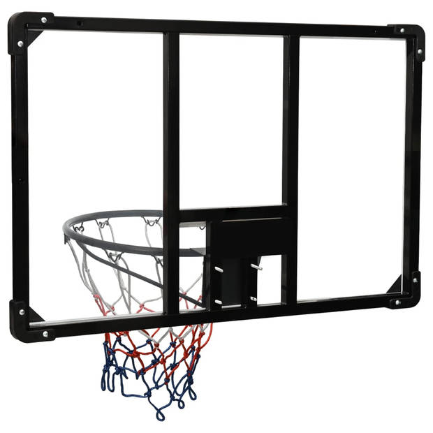 The Living Store Wandgemonteerde Basketbalring - Duurzaam Polycarbonaat - Stalen Ring met Nylon Net - Geschikt voor