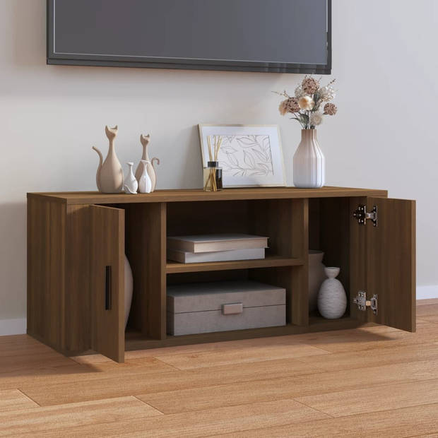 vidaXL Tv-meubel 100x35x40 cm bewerkt hout bruin eikenkleur