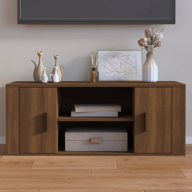 vidaXL Tv-meubel 100x35x40 cm bewerkt hout bruin eikenkleur