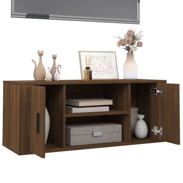 vidaXL Tv-meubel 100x35x40 cm bewerkt hout bruin eikenkleur