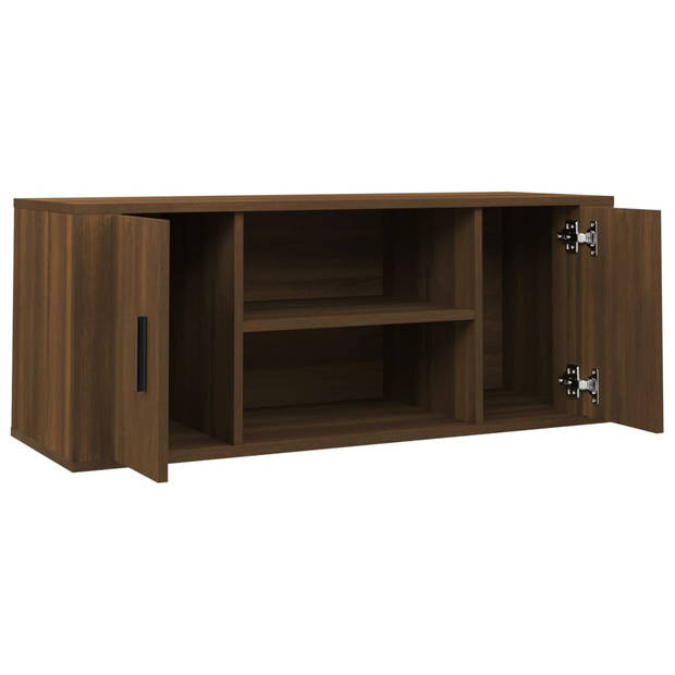 vidaXL Tv-meubel 100x35x40 cm bewerkt hout bruin eikenkleur