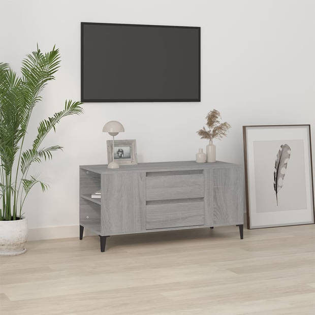 vidaXL Tv-meubel 102x44,5x50 cm bewerkt hout grijs sonoma eikenkleurig