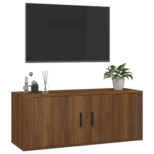 The Living Store TV-kast Classic - Wandmeubel - 100x34.5x40 cm - Bruineiken