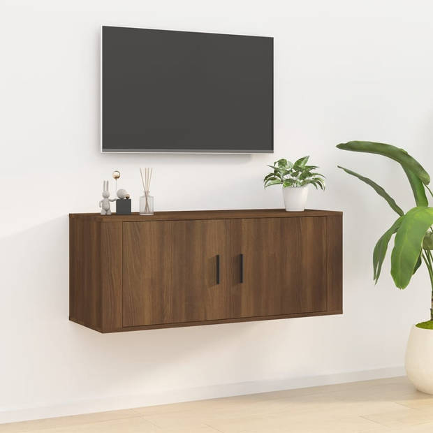 The Living Store TV-kast Classic - Wandmeubel - 100x34.5x40 cm - Bruineiken