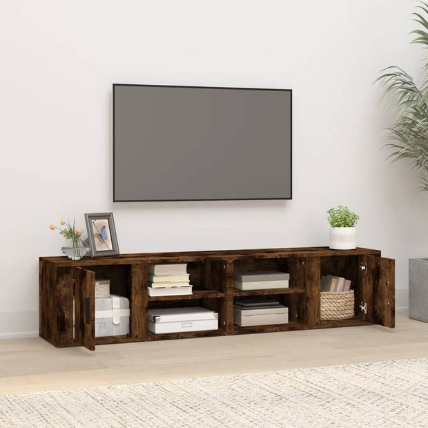 The Living Store - TV-meubel - Gerookt Eiken - 80x31.5x36 cm - Opbergruimte - Stevig