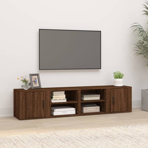 vidaXL Tv-meubels 2 st 80x31,5x36 cm bewerkt hout bruin eikenkleur